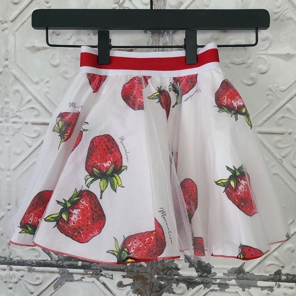 MonnaLisa Other - Monnalisa Kids Strawberry Print Full Circle Skirt Made in Italy Size 3 NWT